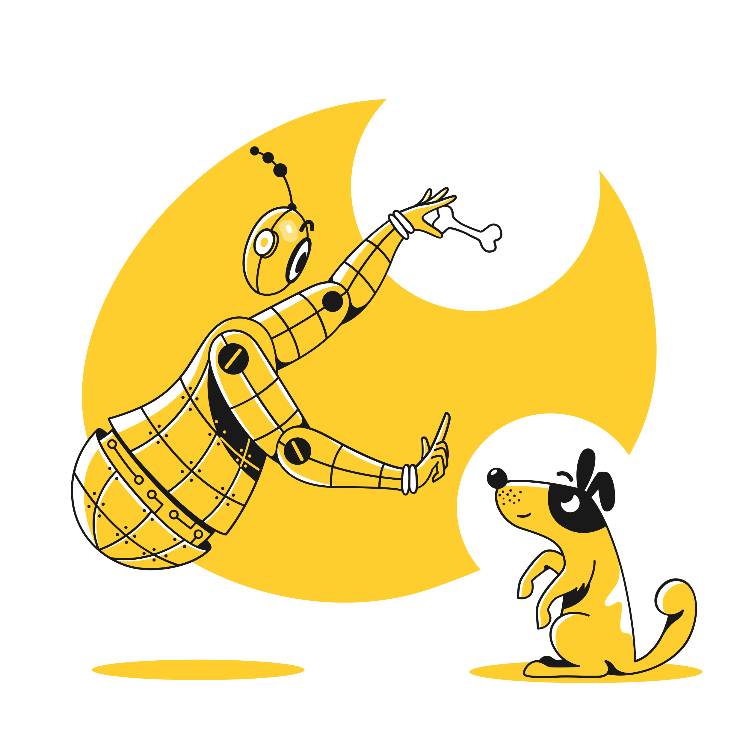 Robot training a dog